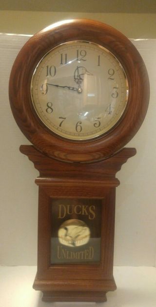 Ducks Unlimited Vintage Wood Wall & Mantle Pendulum Clock Extremely Rare