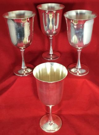 Set Of 4 Vintage Salem Silver Plated Wine Goblets Made In Portugal 7 " Tall Euc
