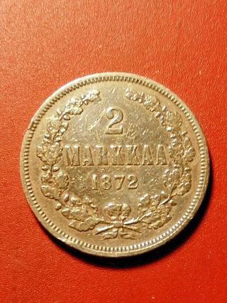 Finland/russia 2 Markkaa 1872 Silver Alexander Ii 1,  Rare Coin
