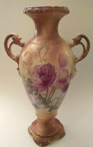 Antique Royal Bonn Hand Decorated German Porcelain Pedastal Vase,  12.  5 "