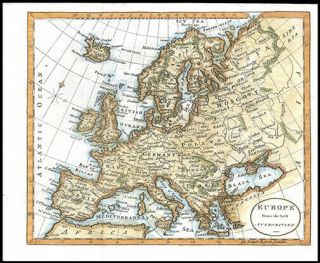 232 Year Old Thomas Kitchen Copper Plate Engraving Hand - Colored Of Europe