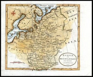 1788 Thomas Kitchen Copper Plate Engraving Hand - Colored Russia In Europe