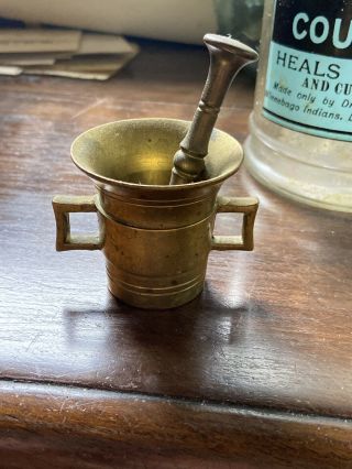 18th Century Antique Bronze Brass Mortar And Pestle Apothecary Pharmaceutical