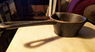 Antique Cast Iron Ladle Dipper Smelting W/ Spout Blacksmith Tool Primitive