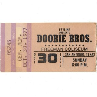 The Doobie Brothers & Pablo Cruise Concert Ticket Stub San Antonio 10/30/77 Rare