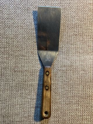 Rare Vintage Stainless Geneva Forge Made In Usa Spatula Wood Handle