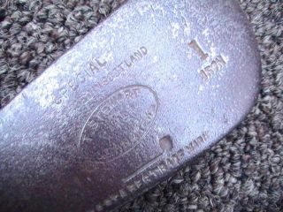 Very Rare Antique Tom Stewart Special Lined Face Wood Shaft 1 Iron Sw C8 20