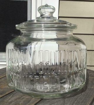 Rare Antique Barsam Brothers Glass Store Counter Display Octagon Jar/lid Mass.