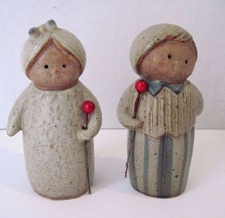Rare Vintage Swedish Girl And Boy Salt And Pepper Shakers Ceramic