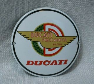 Vintage Ducati Porcelain Sign Gas Oil Metal Station Pump Plate Rare Dealership