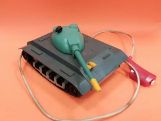 Vintage Old Rare Plastic Battery Oper Military Army Tank Toy Remote Control