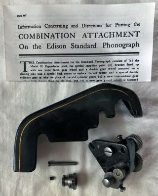 Rare Edison Standard Phonograph 2/4 Minute Combination Attachment & Instructions
