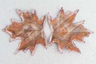2 Vintage Mid Century Modern Curtis Jere Style Torch Cut Copper Maple Leaves 6”