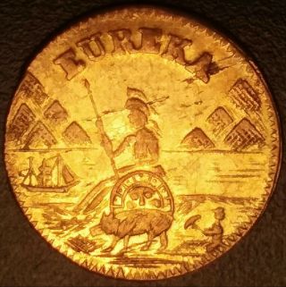 1875 Arms Of California Gold $1/2.  Rare Eureka Fractional Token/coin/charm/medal