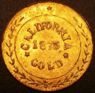 1875 Arms of California Gold $1/2.  Rare Eureka fractional token/coin/charm/medal 2