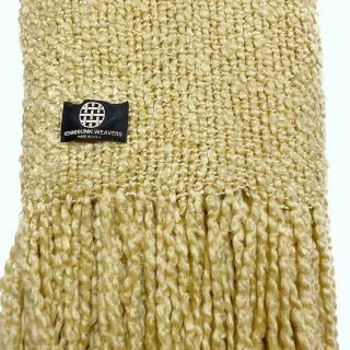 Vintage Kennebunk Weavers Fringe Throw Golden Beige Soft Blanket 43 X 74 Camelot