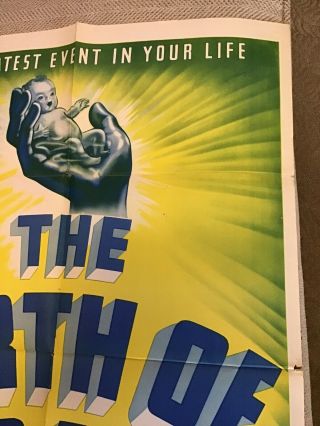 VINTAGE MOVIE POSTER THE BIRTH OF A BABY 1938 THEATER RARE 3