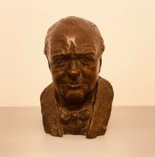 Very Rare Franta Belsky Bronzed Resin Winston Churchill Bust - Signed Piece