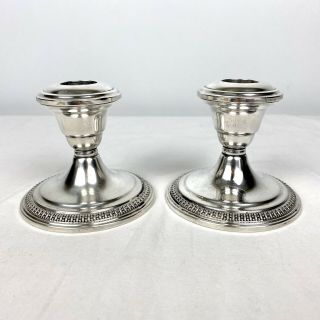 Wm Rogers Mfg Co Sterling Candlestick Holders 5a Weighted 3 " Tall