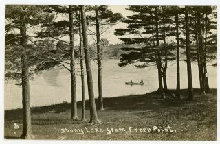 Antique C.  1909 Rppc Stony Lake From Green Point Shelby Michigan Mi Oceana Canoe