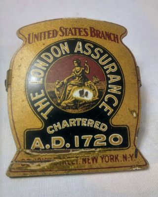 Vintage Antique Advertising Paper Clip London Assurance Chartered 1720