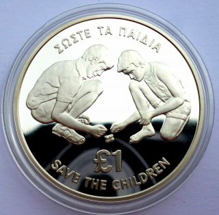 Cyprus 1 Pound 1989 Silver Coin Proof - Save The Children Fund Rare Coin
