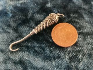 A Rare Miniature Silver Chatelaine Button Hook
