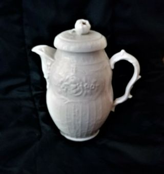 A Rare Antique Blanc De Chine 18th Century Porcelain Moulded Teapot