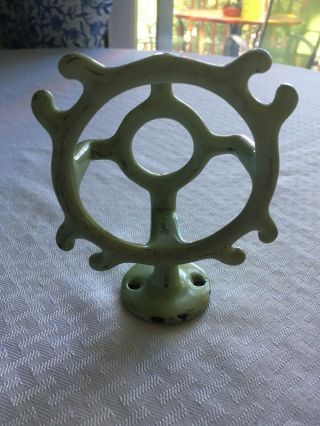 Antique Wall Mounted Cast Iron Jadeite Color Porcelain Cup Toothbrush Holder