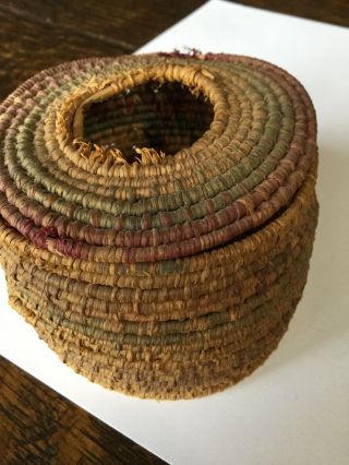 Wonderful Antique Hand Woven Yarn Basket American Indian?