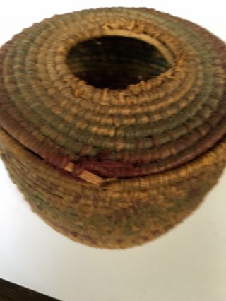 Wonderful Antique Hand Woven Yarn Basket American Indian? 3