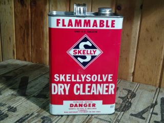 Rare Vintage Skelly Skellysolve Dry Cleaner Gas Oil Advertising Can.