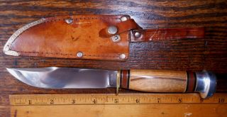 Rare Olsen Knife Co.  (h.  C.  Mich. ) Howard City Hunting Knife W / Sheath