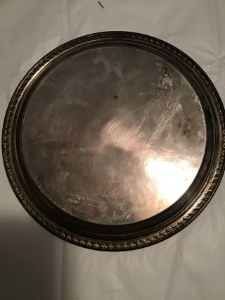 Vintage Round Silver Plate 171 Etched Wm.  Rogers Serving Tray 10 Inches Round 2