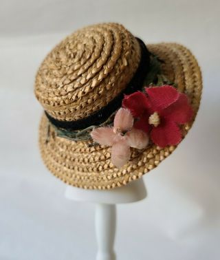 Vintage 1950s Vogue Ginny Doll Or Madame Alexander Wendy Straw Hat With Flowers
