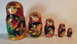 Vintage Set Russian Matryoshka Nesting Dolls Signed Mockba Gift