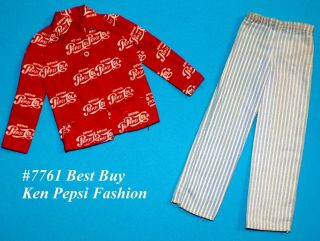 Vintage Barbie Ken 7761 Best Buy Pepsi Cola Fashion Red Top Blue Striped Pants