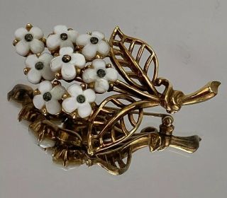 Trafari Vintage Art Glass rondelle bead Flower bouquet pin brooch Uranium 2