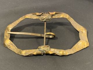Antique Bronze Scarab Hammered Arts & Crafts Belt Buckle 6”