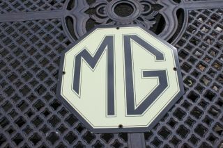 Vintage Mg Porcelain Sign Gasoline Gas Oil Rare Dealer Sign Mgb Midget