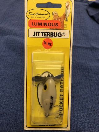 Vintage Fred Arbogast Luminous Jitterbug Fishing Lure 1/4 Oz Nos
