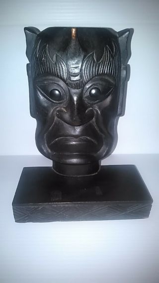 Vintage Ironwood Hand Carved 9 X 7 Wooden Folk Art Sculpture Demon Face
