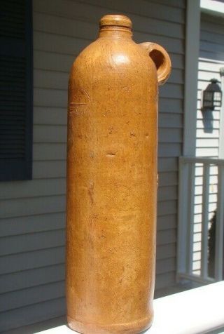 Antique K.  A.  W.  Salt Glazed Stoneware Mineral Water Bottle - Jug W/ Handle
