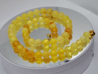 Amber Necklace 26.  69gr.  Antique Egg Yolk Natural Baltic Big Round Beads Rare