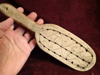 Dated 1864 Antique Rustic Tool Wood Paddle Scandinavia Finland Finnish Folk Art