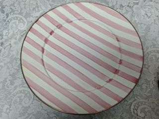 Mackenzie Childs,  Rare Buttercup And Bathing Hut Pink Cake Platter 16in D