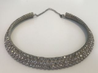 Vintage Antique Choker Necklace Rhinestone Collar Bib
