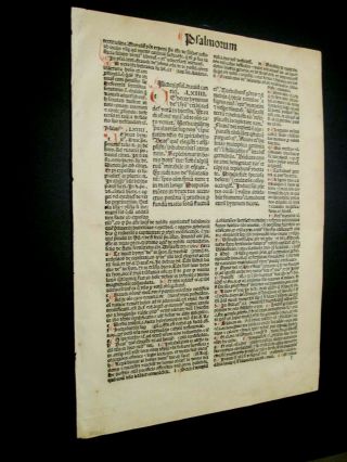 Rare - 1493 - Psalms 64 - 65 Latin Vulgate Bible Leaf - Folio - Koberger - Nuremburg,  Germany