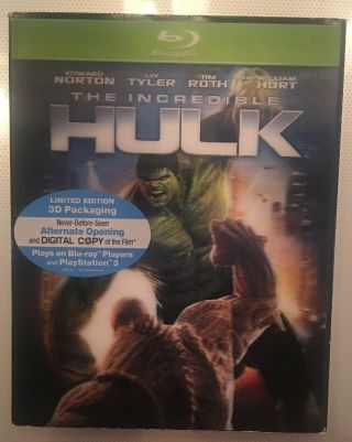 The Incredible Hulk (blu - Ray Slipcover Only 3d Lenticular) Rare Oop No Discs