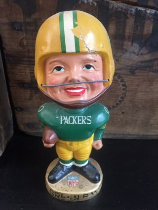 Vintage Green Bay Packers Bobblehead Nodder Real Face Version Rare 1960